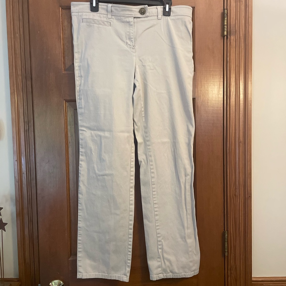 Jones New York Women's Straight Leg Beige Pants w/Faux Front Pockets, Size 14